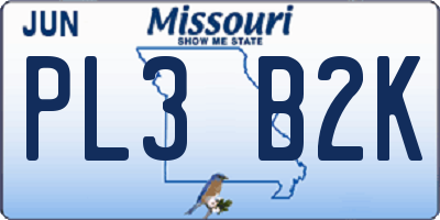 MO license plate PL3B2K