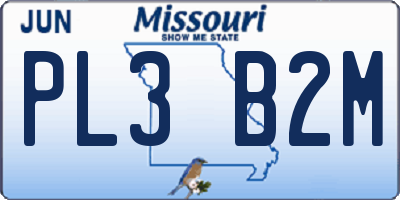 MO license plate PL3B2M