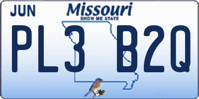 MO license plate PL3B2Q