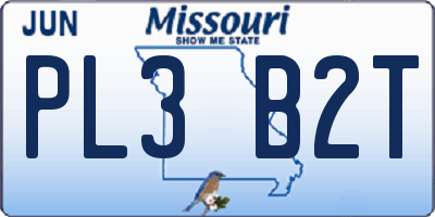 MO license plate PL3B2T