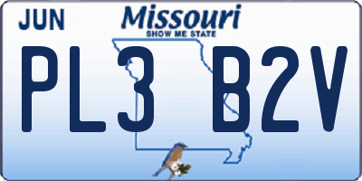 MO license plate PL3B2V