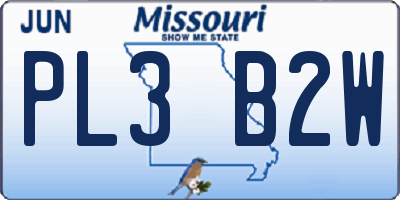 MO license plate PL3B2W
