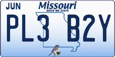 MO license plate PL3B2Y