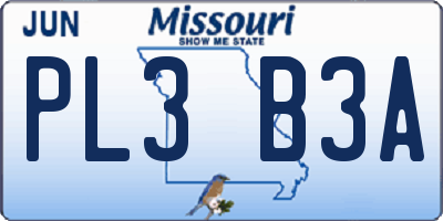 MO license plate PL3B3A