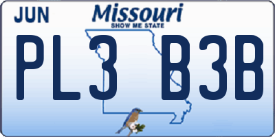 MO license plate PL3B3B