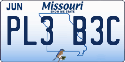 MO license plate PL3B3C