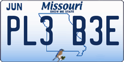MO license plate PL3B3E