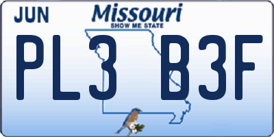 MO license plate PL3B3F