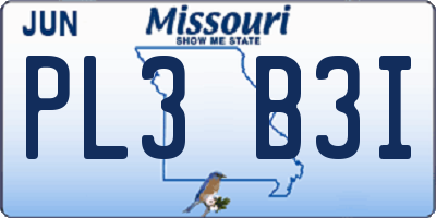 MO license plate PL3B3I