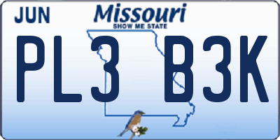 MO license plate PL3B3K