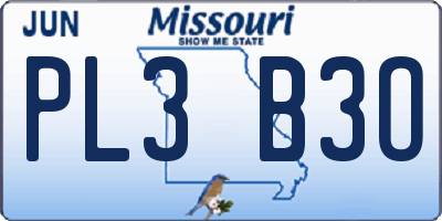 MO license plate PL3B3O
