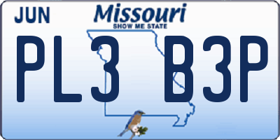 MO license plate PL3B3P