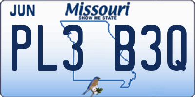 MO license plate PL3B3Q