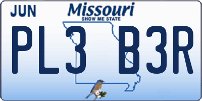 MO license plate PL3B3R