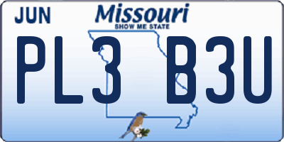 MO license plate PL3B3U