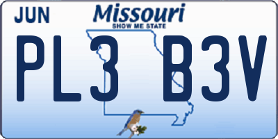 MO license plate PL3B3V