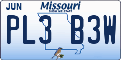 MO license plate PL3B3W