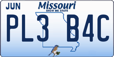 MO license plate PL3B4C