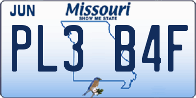 MO license plate PL3B4F