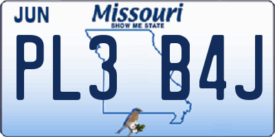 MO license plate PL3B4J