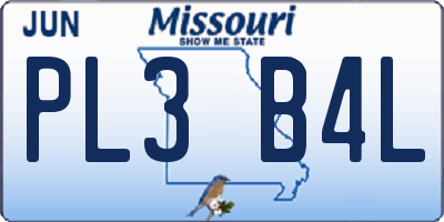 MO license plate PL3B4L