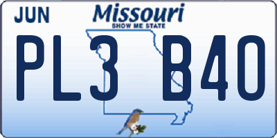 MO license plate PL3B4O
