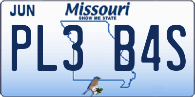MO license plate PL3B4S