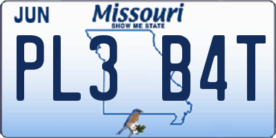MO license plate PL3B4T