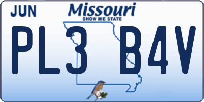 MO license plate PL3B4V