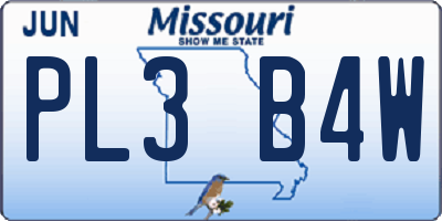 MO license plate PL3B4W