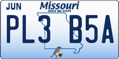 MO license plate PL3B5A