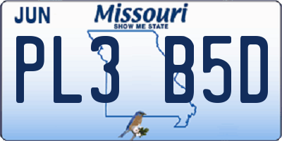 MO license plate PL3B5D