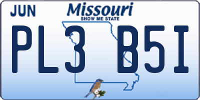 MO license plate PL3B5I