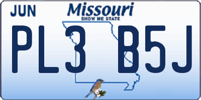 MO license plate PL3B5J