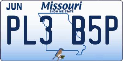 MO license plate PL3B5P