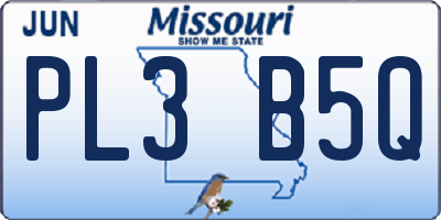 MO license plate PL3B5Q