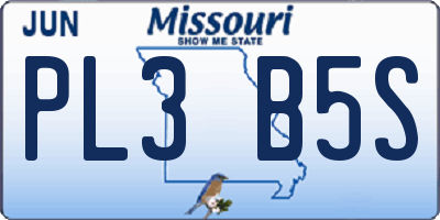 MO license plate PL3B5S