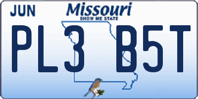MO license plate PL3B5T
