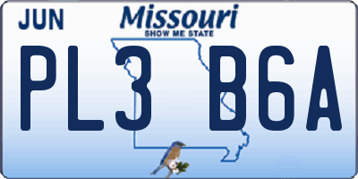 MO license plate PL3B6A
