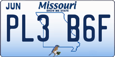 MO license plate PL3B6F