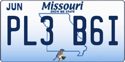 MO license plate PL3B6I