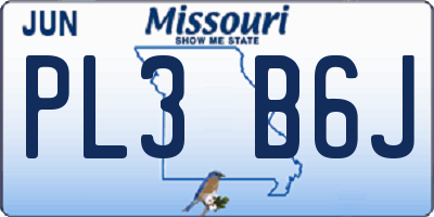 MO license plate PL3B6J