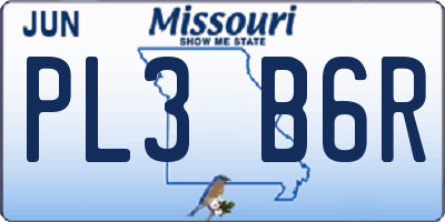 MO license plate PL3B6R