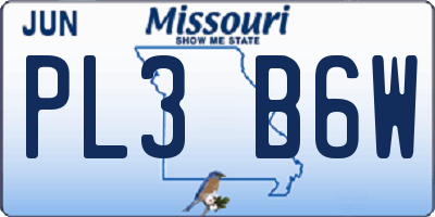 MO license plate PL3B6W