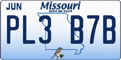 MO license plate PL3B7B
