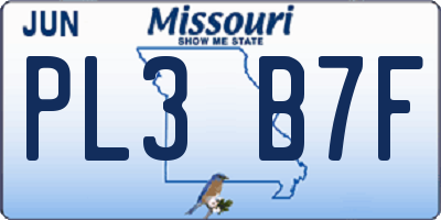 MO license plate PL3B7F