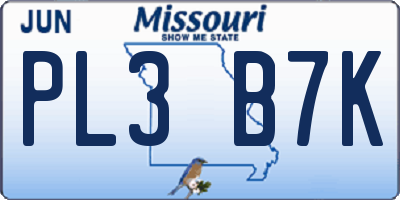 MO license plate PL3B7K