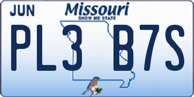 MO license plate PL3B7S