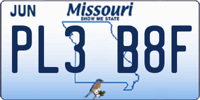 MO license plate PL3B8F