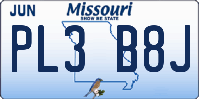 MO license plate PL3B8J